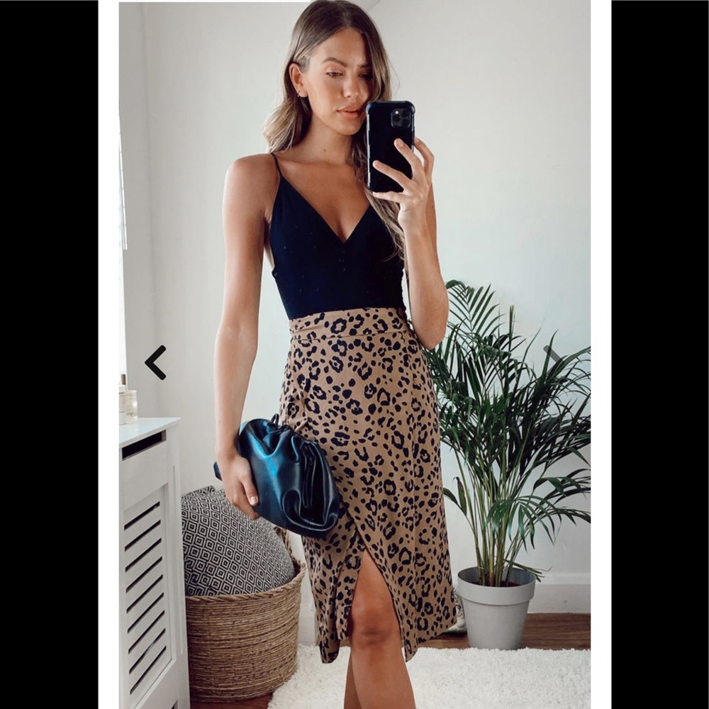 Leopard wrap midi skirt